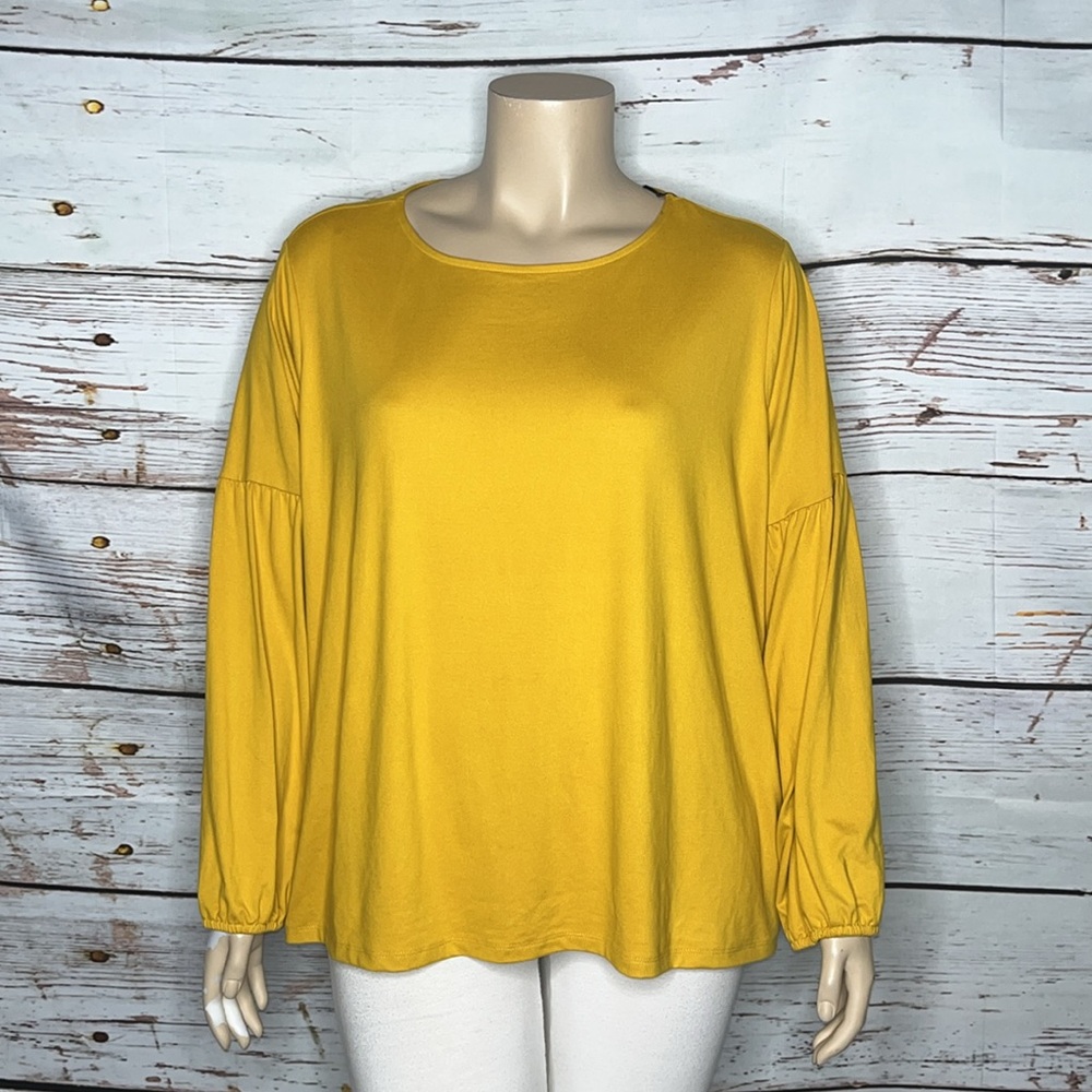 Ava & Viv NWT Size 3X Golden Yellow Long Sleeve Blouse Top